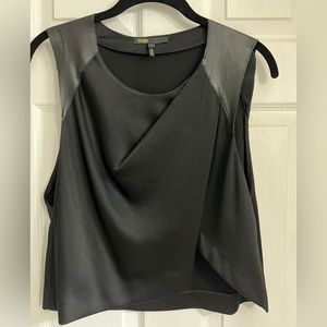 Maje Asymmetrical Black Tank Top with Leather Details Sz 1